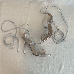 SCHUTZ Adeline Crystal Metallic Lace Up Sandal